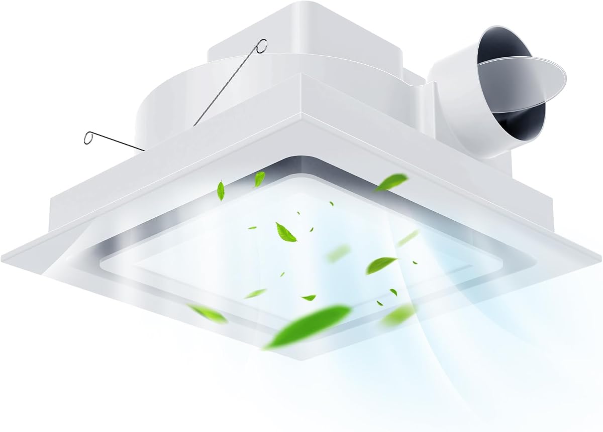 12" Ultra Quiet Bathroom Exhaust Fan with 6500K LED Light, 1.0 Sone 120 CFM, 10x10 Mount, 1500 LM Ceiling Ventilation Fan, Energy Efficient (3500K LED-W) (3500K LED-W)
