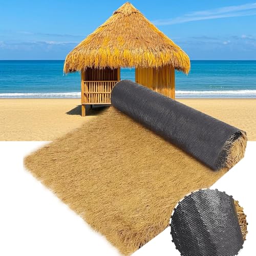 Paja artificial para bares Tiki y rollos para jardín que crean oasis tropicales