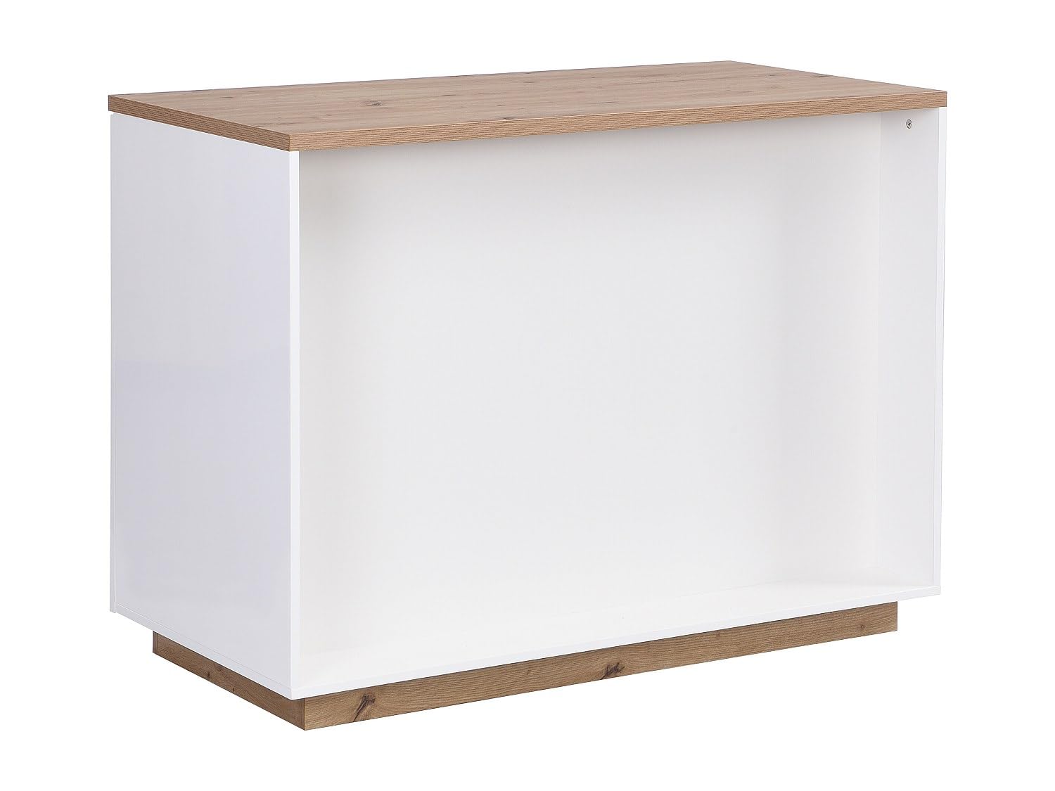 Vente-unique - Zentrale Kücheninsel mit 2 Türen und 1 Nische aus MDF - Natur und Weiß - CORELINA