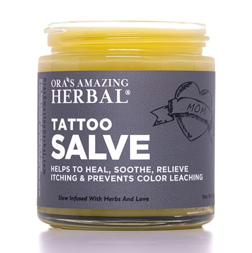 Ora's Amazing Herbal Tattoo Salve, Tattoo Aftercare Balm Cream Healing Ointment, Tattoo Care Brightener, USA Made, 4 oz