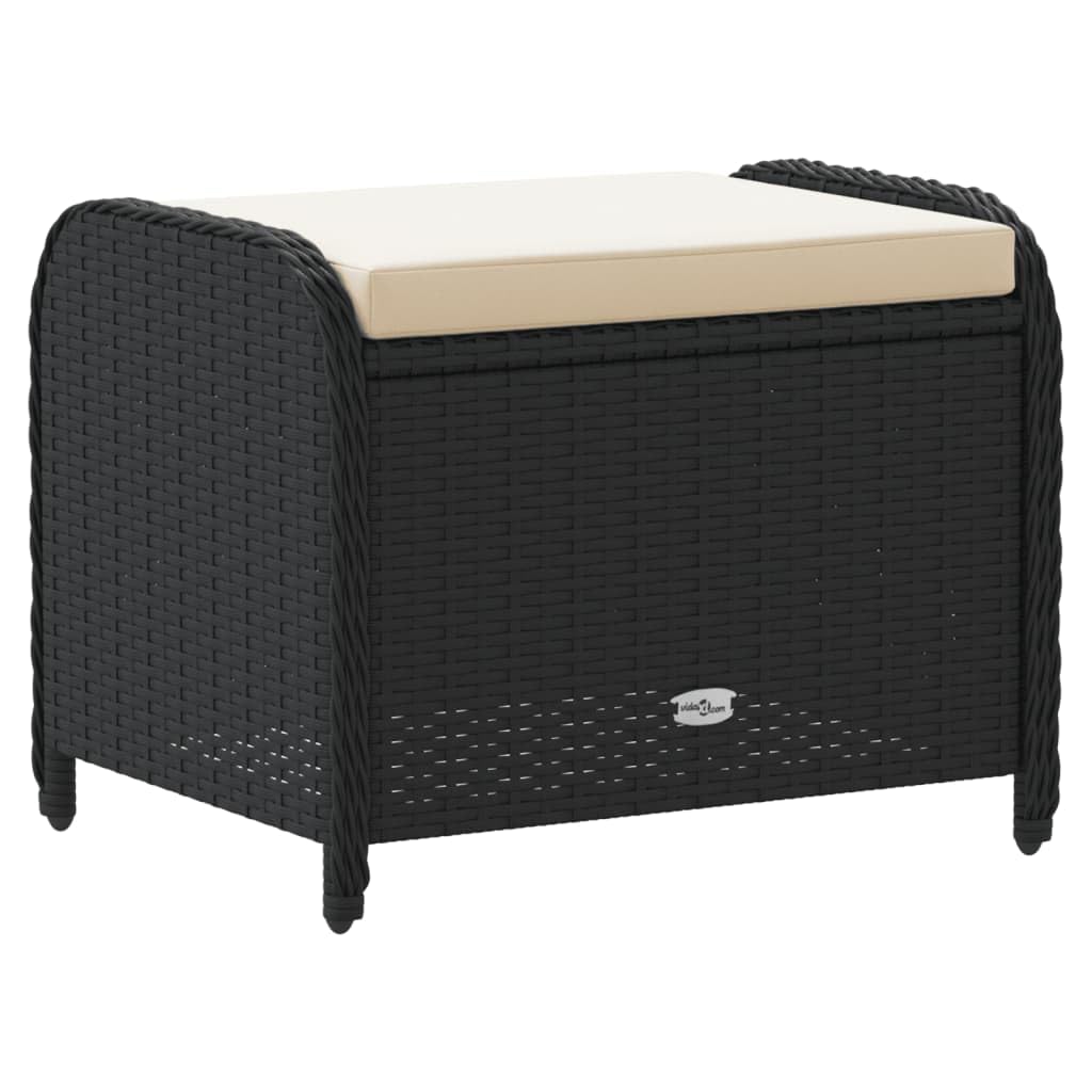 Taboret ogrodowy Poly Rattan czarny 58 x 46 x 46 cm