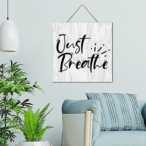 Plaque murale décorative bois Just Breathe pour cultiver la pensée positive chez soi