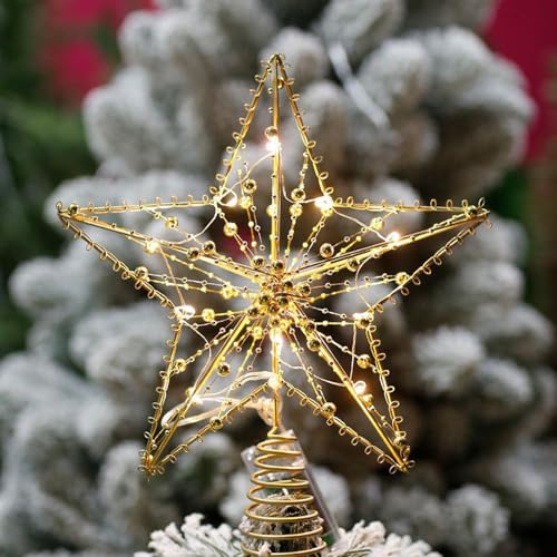 ENLACE Weihnachtsbaumspitze Stern mit 10 LED Lichterkette, 20x25cm...