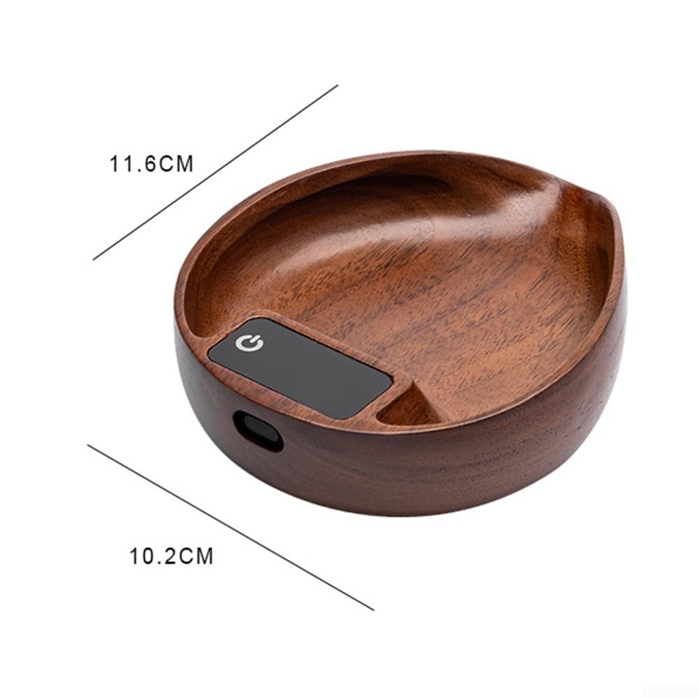 Balance à expresso numérique avec finition en noyer, précision 0,1 g, minuterie USB C rechargeable pour café goutte à goutte, cuisine, cuisine, pâtisserie, 11,6 x 10,2 cm