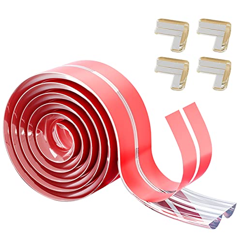 DULRLLY Bande de protection en silicone pour bords de bébé, protections d'angle souples avec adhésif puissant pré-collé pour armoires, tables, tiroirs [4 m de bord + 4 coins] Cover