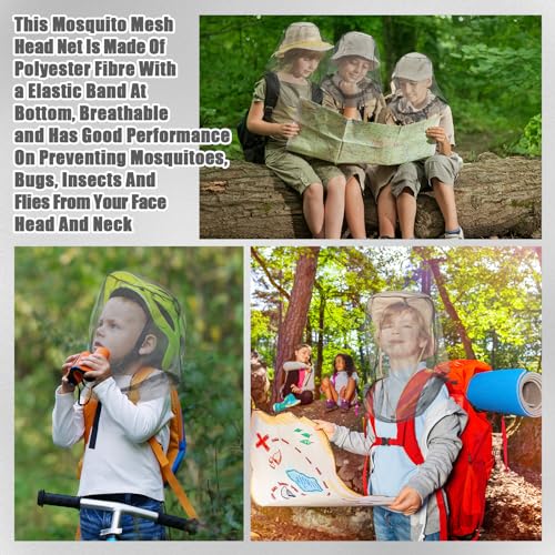 Eboot 2 Pack Mosquito Head Nets Malla con Cordón Ajustable Transpirable Ultra Grande Protección contra Mosquitos Gris miniatura 6
