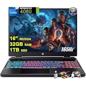 acer Predator Helios Neo 16 Gaming Laptop 16″ WUXGA IPS 165Hz (100% sRGB) Intel 14-Core i7-13650HX 32GB RAM 1TB SSD GeForce RTX 4060 8GB Graphic RGB Backlit Killer AX1650i Win11 w/ICP Accessory