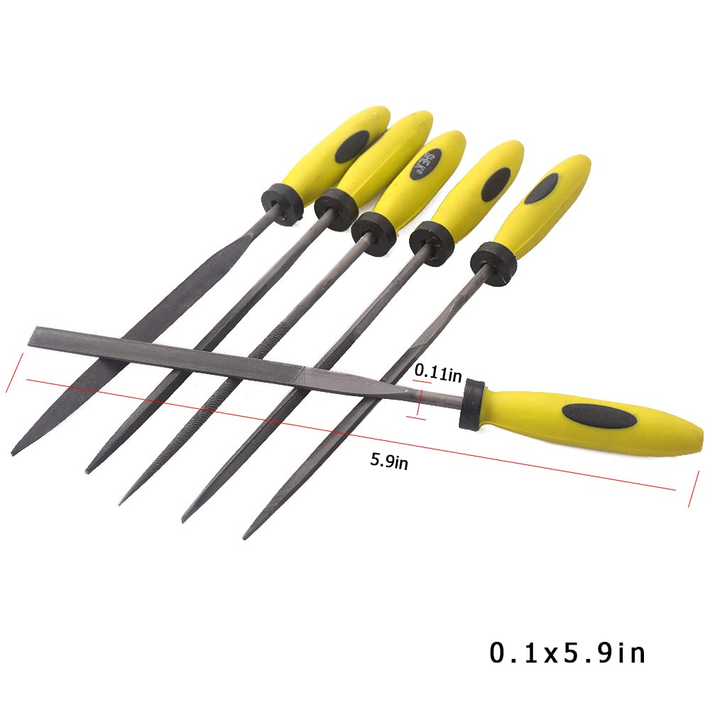 Oudtinx Needle File Set (6 Piece Set) Includes Flat, Flat Warding, Square, Triangular, Round, and Half-Round File 3x150mm - Image 4