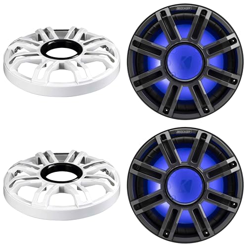 Kicker (2) 51MWE124 - MWF 12-Inch Premium Marine Subwoofer (for Enclosures) 4-ohm and 51MWG12W White Grill Bundle