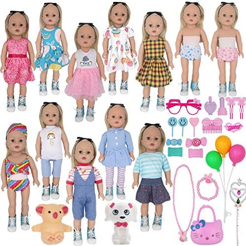 ZTWEDEN 40Pcs Doll Clothes and Accessories for 18 Inch Girl Doll Including 18'' Baby Dolls Wear Clothes Suit Dress Bikini Underwear Glasses Bag Necklace Bracelet Dog for 18 Inch Girl Baby Doll