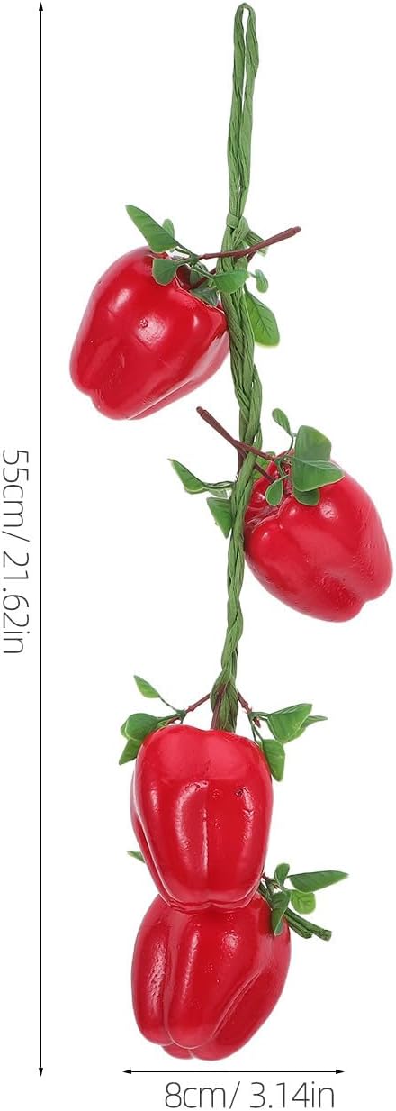 Levemolo 5pcs Artificial Pepper String: Artificial Bell Peppers - Fake Veggie for Decoration - Decorative Vegetables for Home Kitchen Fruit Shop Supermarket