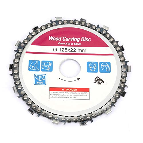 Sonew 4-Zoll-5-Zoll-Winkelschleifer-Sägescheibe, 22-Zahn-Platte und Kettenrad Zum Holzschnitzen, mit Schalldämpferloch und Clips für Sicheres Schneiden, Passend für Holz, Kunststoff, (5 125 mm)