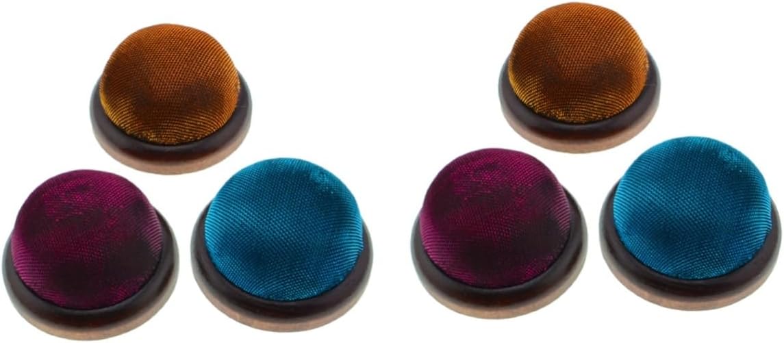 STOBOK 6pcs Glitter Wooden Base Pin Cushion for Sewing Crafting and DIY Projects Gold Red Blue Needle Holder for Home Studio Use