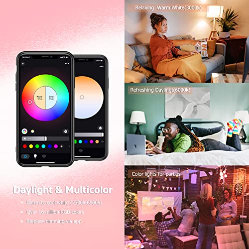 Magiclight Smart Light Bulbs, Wifi & Bluetooth 5.0, A19/E26 Led Color Changing Light Bulb, 60W Equivalent, Dimmable, Rgbcw, App Control, Smart Home Lighting Works With Alexa Google Assistant, 4Pack #TOP1