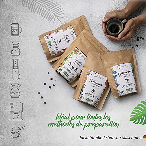ORIGEENS BIO KOFFIEBONEN 1kg | Arabica Koffie Bonen | Probeerset, Ambachtelijk Gebrand, 4x250g | Cadeau-idee - Afbeelding 7
