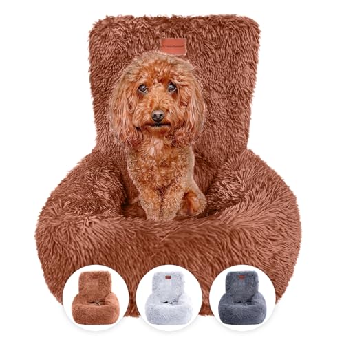 Wahre Tierliebe Hunde Autositz Fluffy inkl. Sicherheitsgurt - waschbarer Hundesitz Auto in schwarz/weiß für kleine, mittlere & große Hunde I Autositz Hund, Hundeautositz, Hund Auto, Hundebox