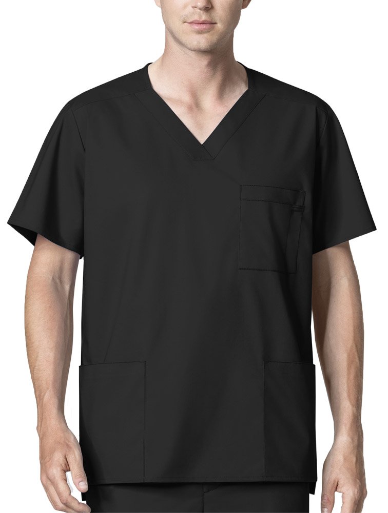 WonderWink Men's V-Neck Top, Black, 4X-Large