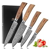 Manico ergonomico: sperimenta un comfort senza precedenti con il nostro set di coltelli da chef professionali, con manici realizzati in robusto e robusto legno pakkawood. Il design ergonomico garantisce un perfetto equilibrio e una presa comoda, rendendo questi coltelli ideali sia per chef professionisti che per cuochi amatoriali. Dite addio all'affaticamento della mano con il set di coltelli da chef Wakoli Damascus, realizzato per facilità e precisione in ogni fetta.