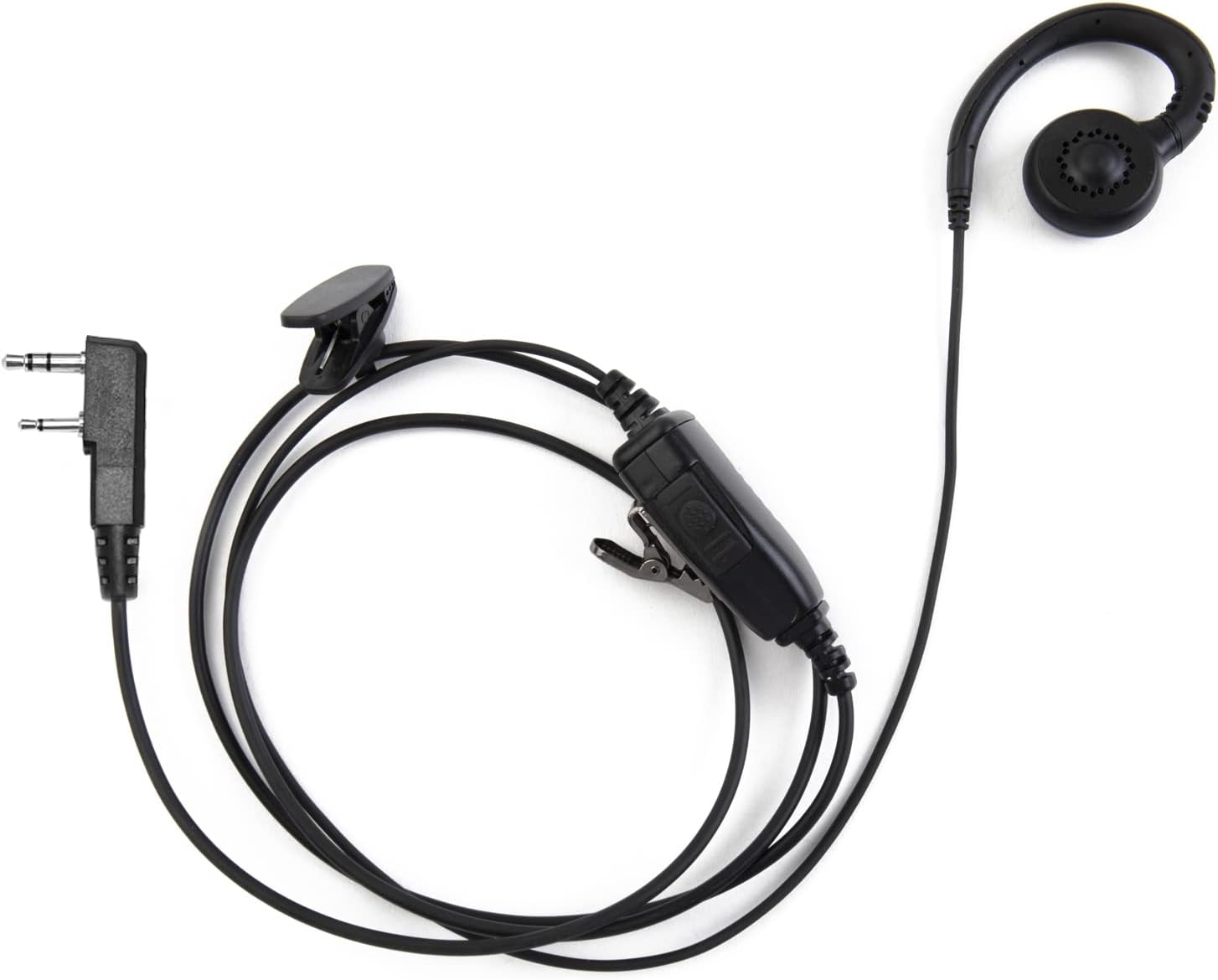 SHON Walkie Talkie Earpiece with Mic - Crystal Clear Speakers Flexible G-Type Swivel Earhook, Two-Way Radio Headset for Kenwood and Baofeng(2 Set)