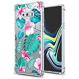 GORGCASE Galaxy Note 9 Case Slim Cute Fashion Bumper Anti-Scratch Clear Hard PC Back TPU Pattern Designed Drop Shock Protective Cover for Girls Women Teen Samsung Note 9 (2018) 6.4 Inch Tropical Leaf