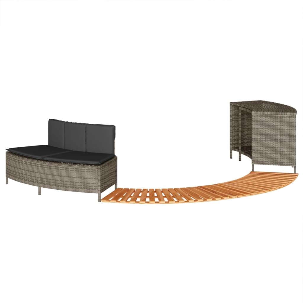 Genérico Borde bañera hidromasaje Madera Acacia y ratán sintético Gris,Casa y jardín,Piscina y SPA,Accesorios para Piscinas y SPA,365615