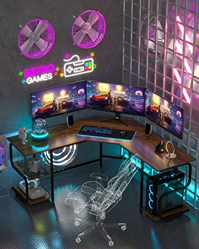 Image of L Shaped Desk with Shelves,64.84 inch Large Gaming Corner Desk for Home Office
