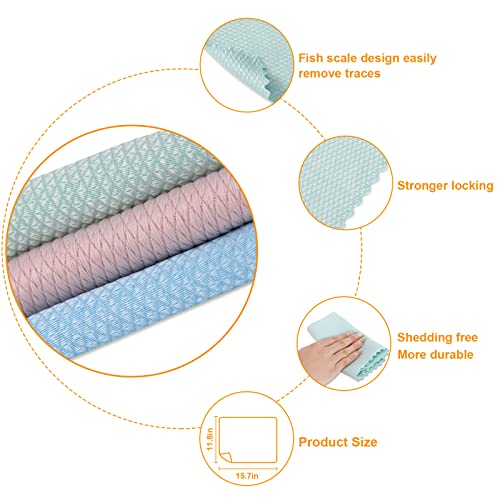 Microfiber Streak Free Cleaning Cloth Multi-Functional Reusable Lint Free Cloths Fish Scale Towels Easy To Clean Car，Mirror，Glass，Stainless Steel，Bowl，Table Set Of 12 Pcs Size：12*15.8Inch #TOP2