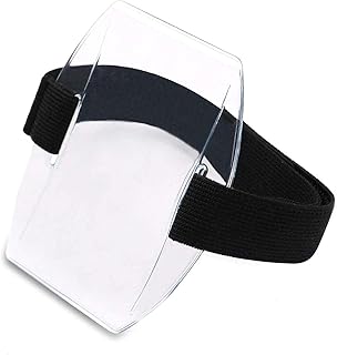 Arm Badge Holder, Armband ID Card Badge Holder Fastener Clear Plastic Name Tag Holder For Security Officer/Work Pass/Exerc...