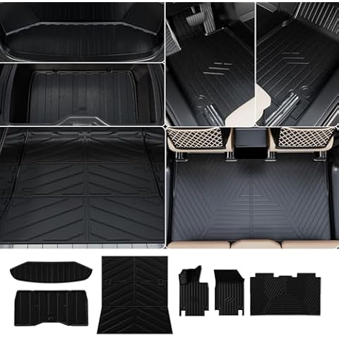 Bomely Floor Mats Compatible with 2023 2024+ Tesla Cybertruck Bed Mat Frunk Mat TPE Sub Trunk Mat All Weather 2023 Cybertruck Accessories (Floor Mats+Frunk Mat+Sub Trunk Mat+Bed Mat) Cover