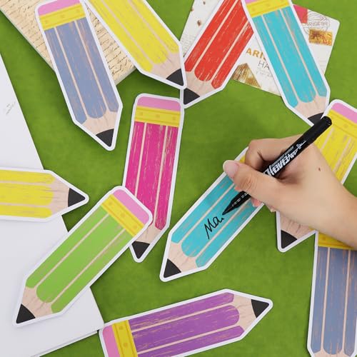 Image of Vuzvuv 48Pcs Pencil Paper Cutouts with 100Pcs Glue Points,Pencil Cut Outs Bulletin Board Decorations for Birthday Party Theme Decor Supplies