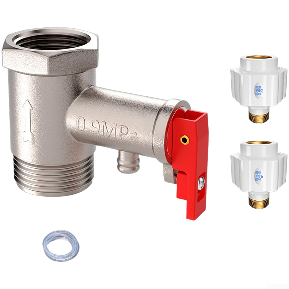 Válvula Reductora de Presión Agua para latón DN15 1/2'' con Manómetro 1.6MPa para Caldera y para calentador Doméstico Seguro(C)