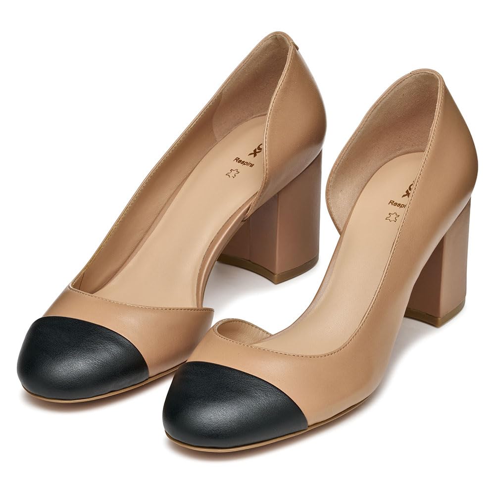 Geox Women's D VIRNILISA 65 B Pump, Beige/Black, 5.5 UK