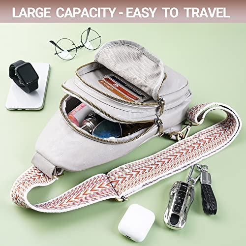 Image of Sling Bag for Women PU Leather Sling Bag Small Crossbody Sling Backpack Multipurpose Chest Bag for Women Cycling