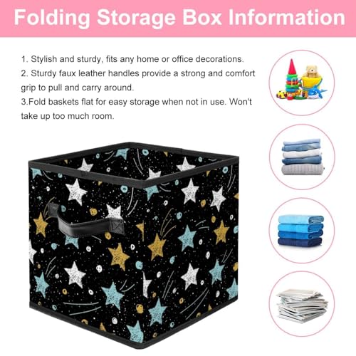 Boîte de rangement pliable cube noir étoiles pour vêtements
