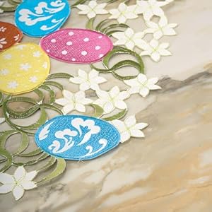 Current Easter Egg Table Runner - 13 x 72-Inch Easter Indoor & Outdoor Dining Decorations, Embroidered Home Decor, Holiday Centerpiece, Machine Washable Polyester Current Easter Egg Table Runner 13 x 72 Inch Easter Indoor Outdoor Dining Decorations Embroidered Home Decor Holiday Centerpiece Machine Washable Polyester