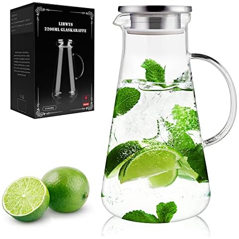 LIBWYS 2.2L Glaskaraffe - Karaffe Glas Cover