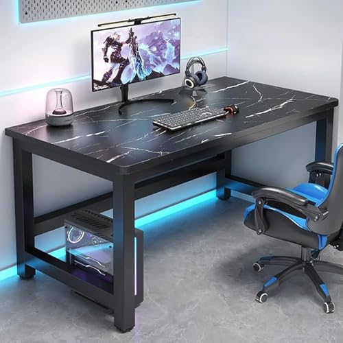 WGM新登場 ゲーミングデスク 机 パソコンデスク 勉強机 作業机 頑丈なフレーム ゲーミング 事務机 頑丈なフレーム 配線穴付き 在宅勤務 組立簡単 computer desk テレワーク 収納たっぷり 書斎 (90*60*74cm,B)