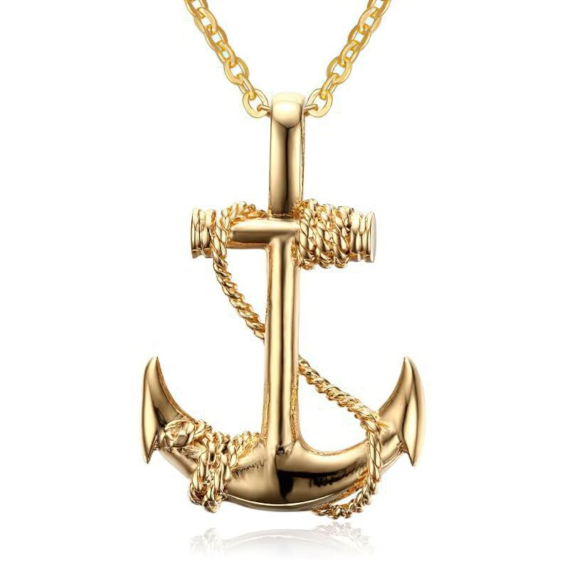RVM Jewels Anchor Shape Sailor Pendant Locket Necklace with Chain Accessory Jewellery Gold Plated for Men (B0D79WCKTF) Amazon Price History, Amazon Price Tracker