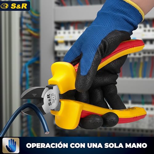 Miniatura 5 de S R Alicate De Corte Lateral Diagonal Electricista 160mm - Cortacable Vde Aislado1000 V - Alicate Electricista Pelacable Multiuso