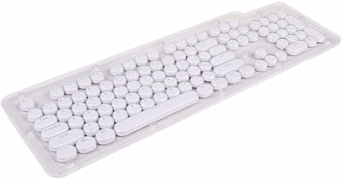 HUO JI E-YOOSO Custom PBT Keycaps, Double-Shot Keycaps, Translucent Layer, Full 104 Keys Set, Compatible for Mx Switch Mechanical Keyboard (Retro Round - White)