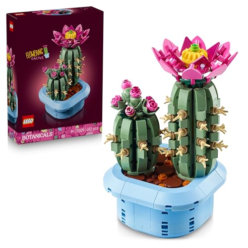 LEGO Botanicals Cactus in Fiore - Pianta Artificiale in Vaso con 2 Cactus e Fiori Finti - Decorazione Fai da Te per Camera da Letto - Regalo per Bambine da 9 Anni e Adulti Amanti delle Piante - 11509
