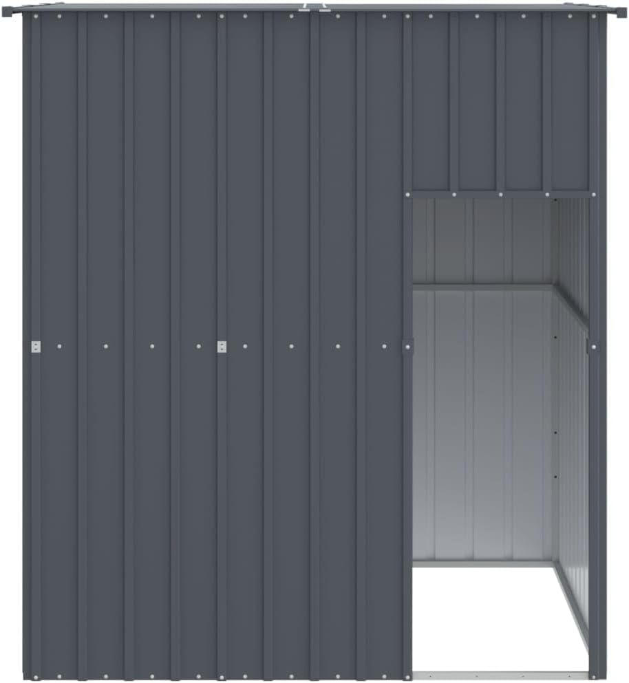 vidaXL Dog House, Dog Kennel with Roof, Dog Crate for Outdoor Garden Backyard, Puppy Playpen with Lockable Door, Anthracite Galvanised Steel