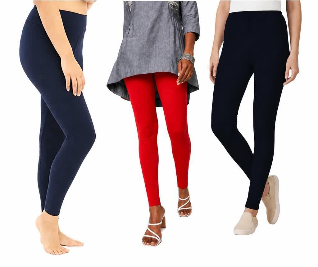 Women Cotton Stretchable Leggings Combo Pack of 3 | Soft & Comfortable Ankle Length Leggings for Girls & Women-picture-12
