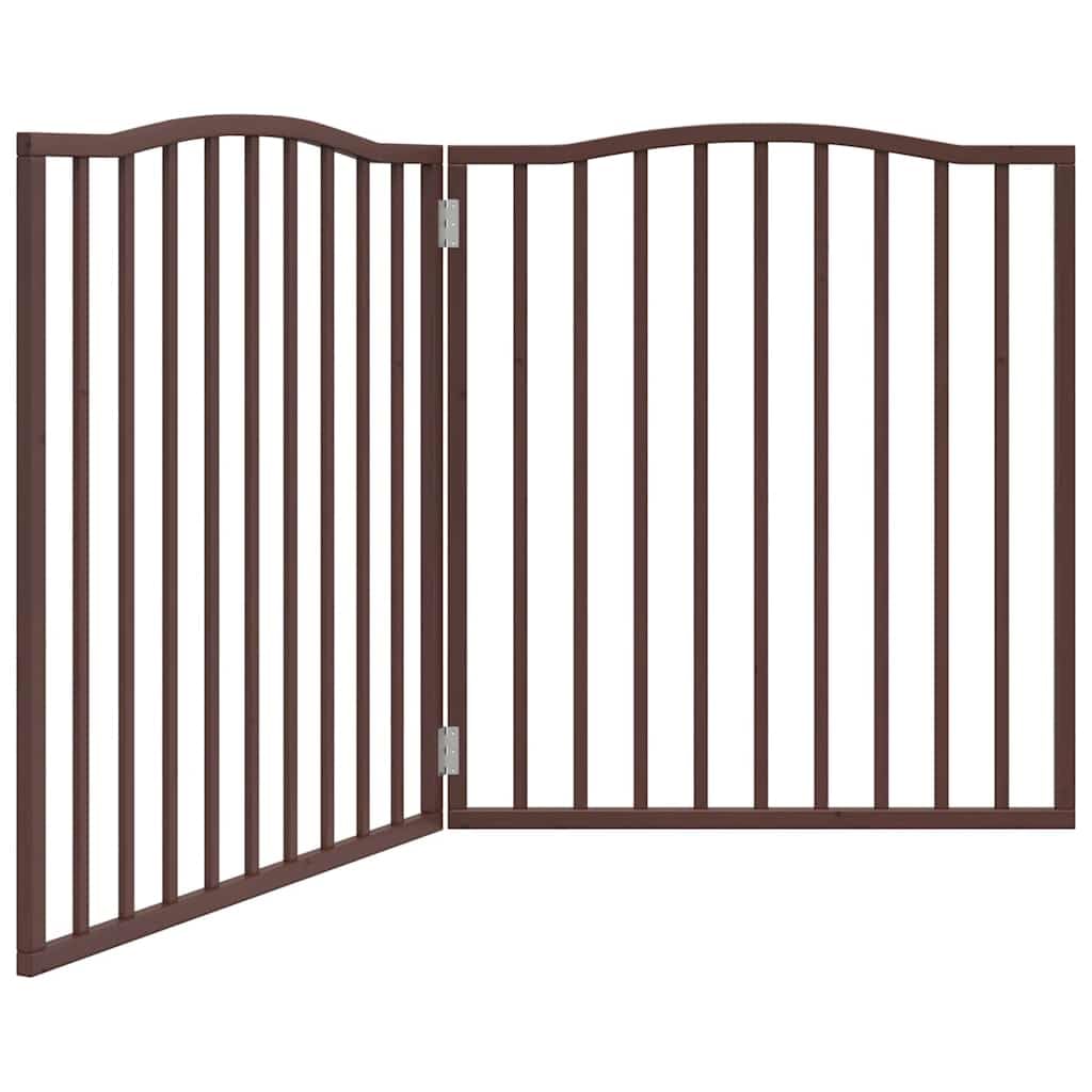 vidaXL Dog Gate - Foldable 2-Panel Fence - Brown Oak Poplar Wood - Freestanding Pet Barrier for Small to Medium Dogs - Easy-to-Store