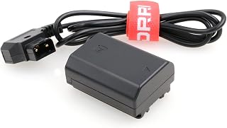 DRRI NP-FZ100 Dummy Battery to Dtap Coiled Power Cable for Sony A9 A7R3 A7M3 A7S3 A7III A7 A7SM3