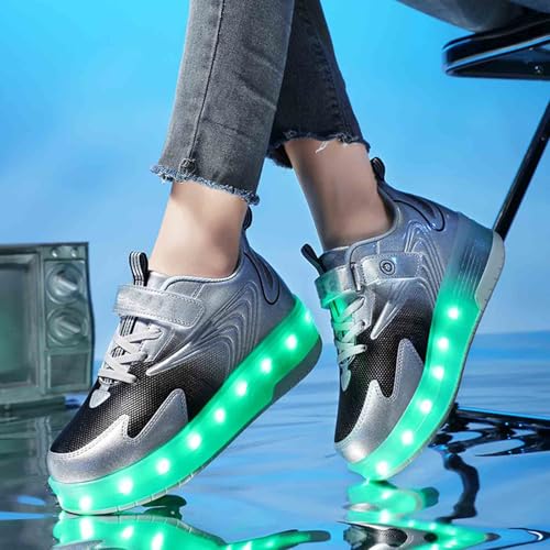 7 Modes Roller Skate Shoes with 2 Wheels, Sneakers for Kids Boys Girls Birthday Thanksgiving Christmas Day4