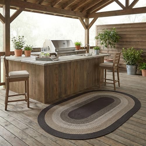 Tapete Oval Trenzado Rustic Taupe y Gris Oscuro 3x5 Pies miniatura 3