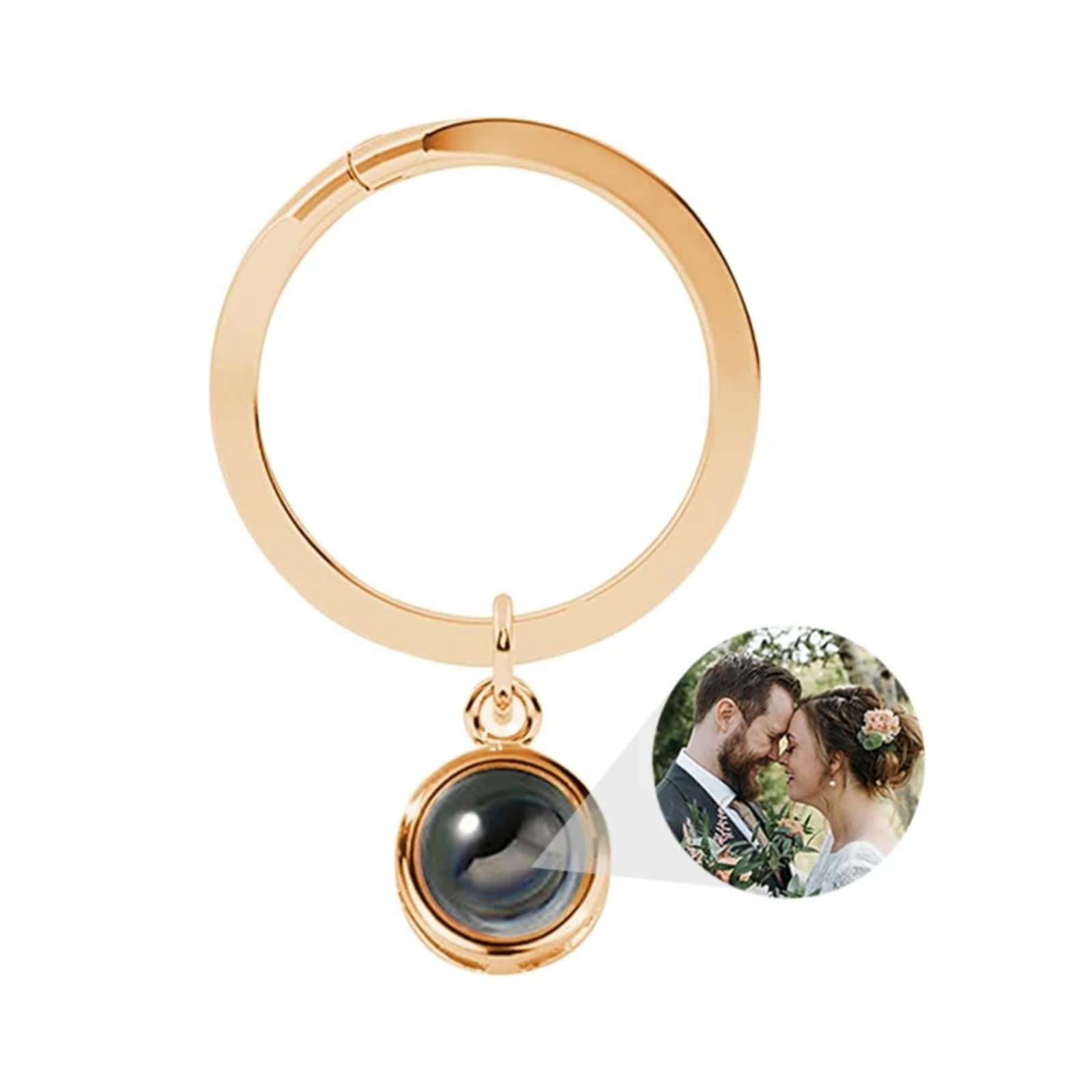 Personalized Photo Projection Keychain Custom Heart Photo Keyring Projection Keychain for Women Anniversary Memorial Gifts (gold-2,1PCS)