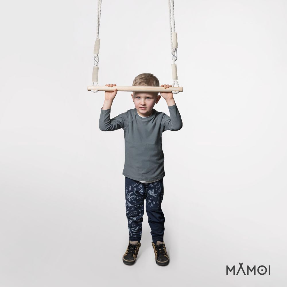 MAMOI® Trapezoidal Swing, Wooden Trapeze Bar for Children Indoor and Outdoor Gym Equipment, Wooden Swing for Gymnastics - Image 4