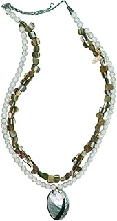 عقد كوارتز تركواز - دلاية صدف طبيعي - متعددة الالوان - اكسسورات مليكة، للنساء